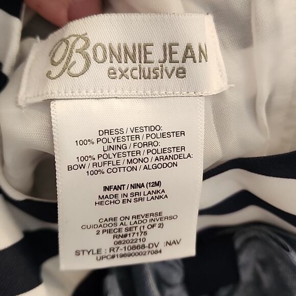 Bonnie Jean Navy Blue/White Dress, NWT, 12 Months - Picture 5 of 5